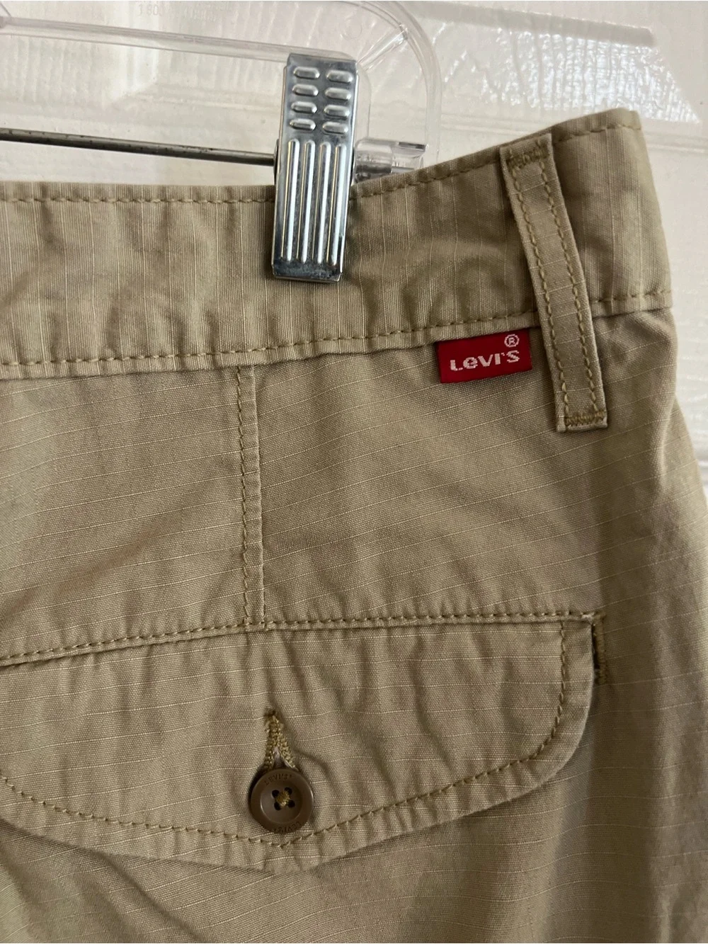 Levi's Cargo Shorts Mens 34 Khaki Cotton Ripstop Utility Chino EUC